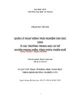 Quản lý hoạt động trải nghiệm cho học sinh ở các trường trung học cơ sở huyện phong điền, tỉnh thừa thiên huế  (tt) 