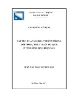 Vai trò của văn hóa truyền thống đối với sự phát triển du lịch ở tỉnh bình định hiện nay 
