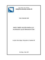 Phát triển nguồn nhân lực ngành du lịch tỉnh kon tum 