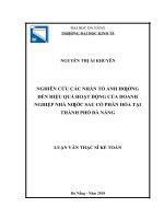 Nghiên cứu các nhân tố ảnh hưởng đến hiệu quả hoạt động kinh doanh của các doanh nghiệp nhà nước sau cổ phần hóa tại thành phố đà nẵng 