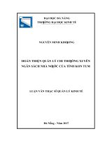 Hoàn thiện quản lý chi thường xuyên ngân sách nhà nước của tỉnh kon tum 
