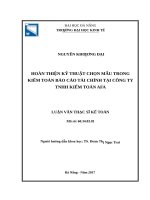 Hoàn thiện kỹ thuật chọn mẫu trong kiểm toán báo cáo tài chính tại công TNHH kiểm toán AFA 