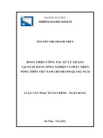 Hoàn thiện công tác xử lý nợ xấu tại ngân hàng nông nghiệp và phát triển nông thôn   chi nhánh quảng ngãi 