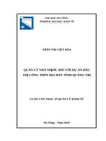 Quản lý nhà nước đối với dự án đầu tư công trên địa bàn tỉnh quảng trị 