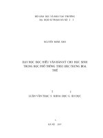Dạy học đọc hiểu văn bản ký cho học sinh trung học phổ thông theo đặc trưng thể loại 