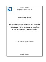 Hoàn thiện tổ chức thông tin kế toán trong chu trình doanh thu tại công ty cổ phần dược phẩm ĐANAPHA 
