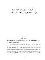 BÀI THU HOẠCH BDTX THPT  MODUL 18 KỸ THUẬT DẠY HỌC TÍCH CỰC