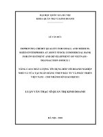 Improving credit quality for small and medium sized enterprises at joint stock commercial bank for investment and development of vietnam transaction office 1
