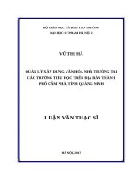 Quản lý xây dựng văn hóa nhà trường tại các trường tiểu học trên địa bàn thành phố cẩm phả, tỉnh quảng ninh 