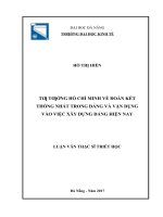 Tư tưởng hồ chí minh về đoàn kết thống nhất trong đảng và vận dụng vào việc xây dựng đảng hiện nay 