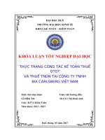 KHÓA LUẬN TỐT NGHIỆP: THỰC TRẠNG CÔNG TÁC KẾ TOÁN THUẾ GTGT VÀ THUẾ TNDN TẠI CÔNG TY TNHH BIA CARLSBERG VIỆT NAM