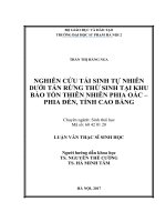 Nghiên cứu tái sinh tự nhiên dưới tán rừng thứ sinh tại khu bảo tồn thiên nhiên phia oắc   phia đén, tỉnh cao bằng 