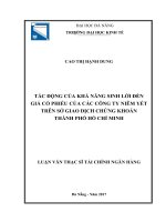 Tác động của khả năng sinh lời đến giá cổ phiếu cảu các công ty niêm yết trên sở giao dịch chứng khoán thành phố hố chí minh 