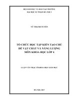 Tổ chức học tập kiến tạo chủ đề vật chất và năng lượng môn khoa học lớp 4 