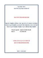 Hoàn thiện công tác quản lý chất lượng đào tạo nghề lái xe ô tô trong các cơ sở đào tạo nghề ở khu vực bình trị thiên  tt