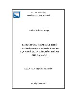Tăng cường kiểm soát thuế thu nhập doanh nghiệp tại chi cục thuế quận hải châu, thành phố đà nẵng 