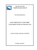 Hoàn thiện quản lý nhà nước về bảo hiểm xã hội tại tỉnh kon tum 