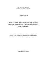 Quản lý hoạt động giáo dục môi trường cho học sinh trường trung học phổ thông huyện yên lạc, tỉnh vĩnh phúc 
