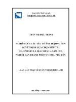 Nghiên cứu các yếu tố ảnh hưởng đến quyết định lựa chọn siêu thị co opmart là địa chỉ mua sắm của người dân thành phố tuy hòa, phú yên 