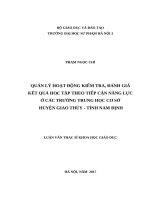 Quản lý hoạt động kiểm tra, đánh giá kết quả học tập theo tiếp cận năng lực ở các trường trung học cơ sở huyện giao thủy   tỉnh nam định 