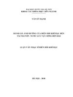 Đánh giá ảnh hưởng của biến đổi khí hậu đến tài nguyên nước lưu vực sông bến hải 