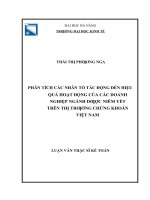 Phân tích các nhân tố tác động đến hiệu quả hoạt động của các doanh nghiệp ngành dược niêm yết trên thị trường chứng khoán việt nam 