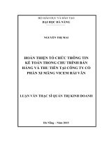 Hoàn thiện tổ chức thông tin kế toán trong chu trình bán hàng và thu tền tại công ty cổ phần xi măng VICEM hải vân 