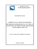 Nghiên cứu các nhân tố ảnh hưởng đến hiệu quả kinh doanh của các công ty ngành thủy sản niêm yết trên thị trường chứng khoán việt nam 