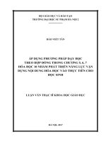 Áp dụng phương pháp dạy học theo hợp đồng trong chương 5, 6, 7 hóa học 10 nhằm phát triển năng lực vận dụng nội dung hóa học vào thực tiễn cho học sinh 