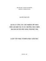 Quản lý công tác chủ nhiệm lớp theo tiếp cận hợp tác ở các trường THCS trên địa bàn huyện phù ninh, tỉnh phú thọ 