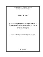 Quản lý hoạt động giáo dục thể chất ở trường mầm non theo tiếp cận đảm bảo chất lượng 