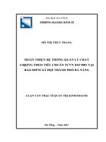 Hoàn thiện hệ thống quản lý chất lượng theo tiêu chuẩn TCVN ISO 9001 tại bảo hiểm xã hội thành phố đà nẵng 