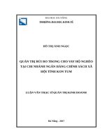Quản trị rủi ro trong cho vay hộ nghèo tại chi nhánh ngân hàng chính sách xã hội tỉnh kon tum  
