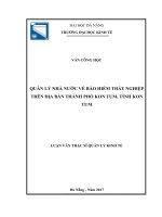 Quản lý nhà nước về bảo hiểm thất nghiệp trên địa bàn thành phố kon tum, tỉnh kon tum