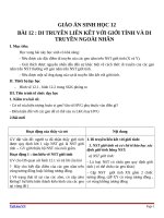 Giáo án Sinh học 12 bài 12: Di truyền liên kết với giới tính và di truyền ngoài nhân