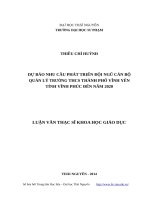Dự báo nhu cầu phát triển đội ngũ cán bộ quản lý trường THCS thành phố vĩnh yên tỉnh vĩnh phúc đến năm 2020 