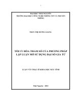 Tối ưu hóa tham số của phương pháp lập luận mờ sử dụng đại số gia tử 