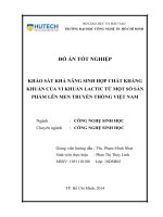 Khảo sát khả năng sinh hợp chất kháng khuẩn của vi khuẩn lactic từ một số sản phẩm lên men truyền thống việt nam 