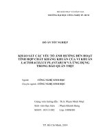 Khảo sát các yếu tố ảnh hưởng đến hoạt tính hợp chất kháng khuẩn từ vi khuẩn lactobacillus plantarum và ứng dụng trong bảo thịt 