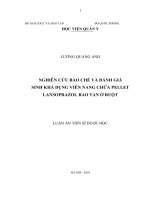 Nghiên cứu bào chế và đánh giá sinh khả dụng viên nang chứa pellet lansoprazol bao tan ở ruột  (FULL TEXT)