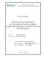 Khảo sát khả năng diệt khuẩn của sản phẩm GPC8TM đối với vi khuẩn vibrio parahaemolyticus gây bệnh trên tôm thẻ chân trắng 