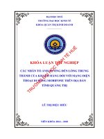 Các nhân tố ảnh hưởng đến lòng trung thành của khách hàng đối với mạng điện thoại di động mobifone trên địa bàn tỉnh quảng trị 