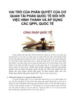 VAI TRÒ của PHÁN QUYẾT của cơ QUAN tài PHÁN QUỐC tế đối với VIỆC HÌNH THÀNH và áp DỤNG các QPPL QUỐC tế