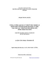 Tăng cường quản lý thuế thu nhập cá nhân đối với hộ kinh doanh cá thể tại chi cục thuế huyện đồng hỷ, tỉnh thái nguyên 