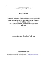 Đánh giá công tác cấp giấy chứng nhận quyền sử dụng đất và lập hồ sơ địa chính theo kết quả đo đạc bản đồ địa chính tại xã quang thuận, huyện bạch thông tỉnh bắc kạn 