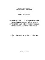Đánh giá công tác bồi thường, hỗ trợ giải phóng mặt bằng dự án đường yên lạc   vĩnh yên, địa phận huyện yên lạc, tỉnh vĩnh phúc 