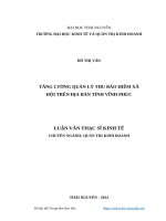 Tăng cường quản lý thu bảo hiểm xã hội trên địa bàn tỉnh vĩnh phúc 