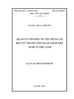 Quản lý vốn đầu tư xây dựng cơ bản từ nguồn vốn ngân sách nhà nước ở việt nam