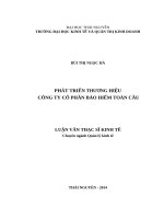 Phát triển thương hiệu công ty cổ phần bảo hiểm toàn cầu 