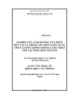 Nghiên cứu ảnh hưởng của phân hữu cơ và trồng xen đến năng suất, chất lượng giống khoai lang nhật tím tại tỉnh thái nguyên 